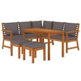 thumbnail image 3 of vidaXL 6 Piece Patio Dining Set with Cushions Solid Wood Acacia, 3 of 10