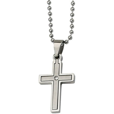 Primal Steel Stainless Steel Diamond Accent Cross Necklace, 22