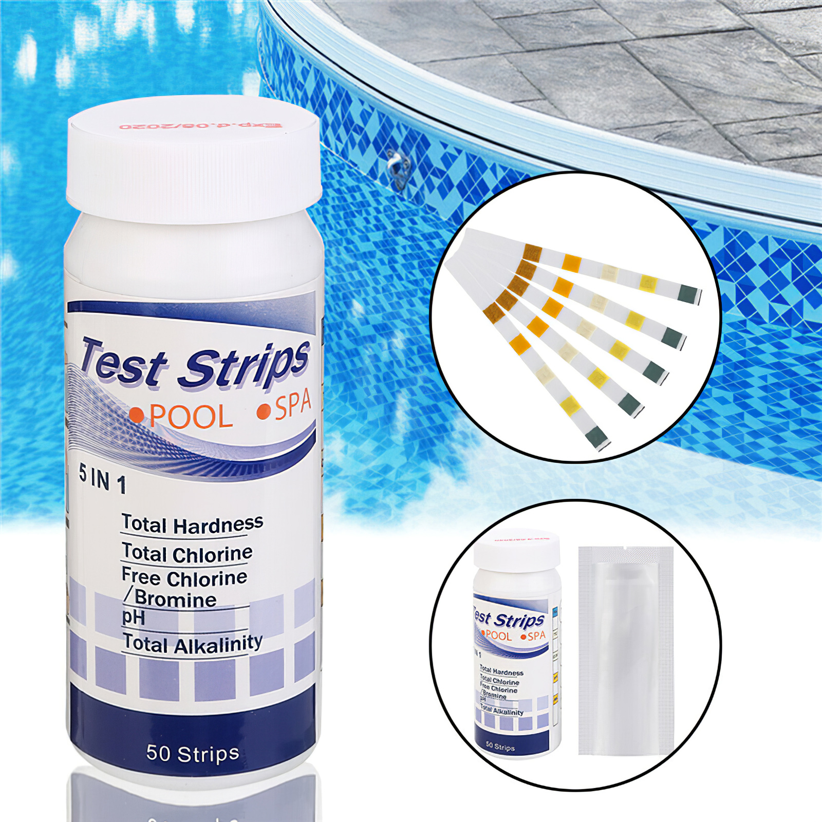 5 in 1 Water Test Kit 50pcs Professional Drinking Water Test Strip For