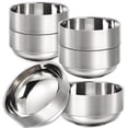 thumbnail image 1 of Cuencos para sopa LOSYHU de acero inoxidable, 400 ml, doble pared, 6 unidades, 1 of 7