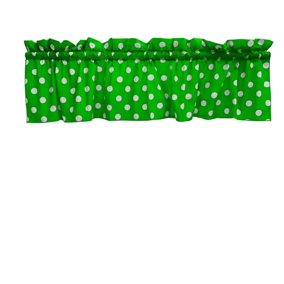 Cotton Window Valance Polka Dots Print 58 Inch Wide / White on Green