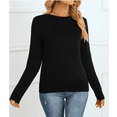 thumbnail image 5 of SOMER Women's Sweater Long Sleeve Pullover Crewneck Sweater Soft Lightweight Knit Tops 2025 Black, 5 of 6