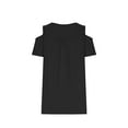 thumbnail image 4 of Lovskoo 2024 Summer Tops for Women Trendy Plus Size Cold Shoulder Short Sleeve Round Neck Basic Casual T-Shirt Loose Shirt Black 2XL, 4 of 7