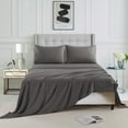 thumbnail image 3 of 3-Piece Stripe Dark Grey Polyester Bed Sheet Set, Twin –18 inch Deep Pocket, 3 of 5