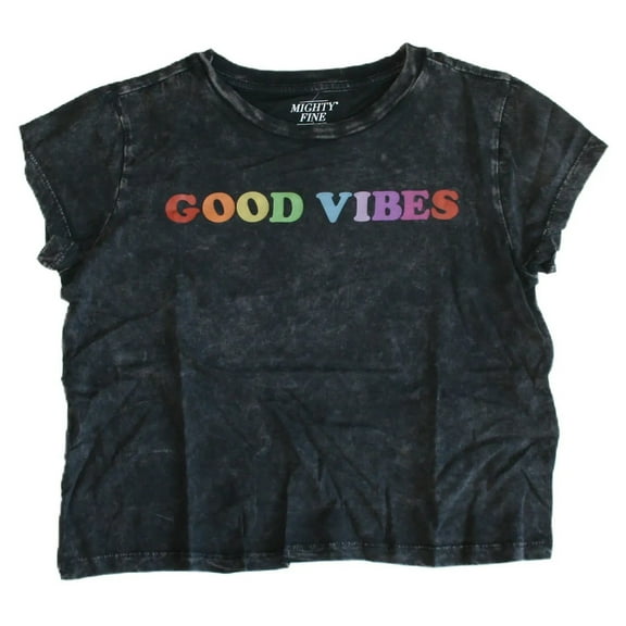 Mighty Fine Good Vibes Junior Women's Black T-Shirt Size Small