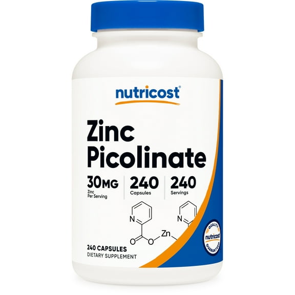Nutricost Zinc Picolinate 30mg, 240 Capsules - Gluten Free and Non-GMO Supplement