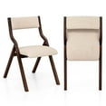 thumbnail image 1 of Costway Folding Dining Chair Set of 2 Wooden Upholstered Modern Linen Fabric Padded Seat, 1 of 8