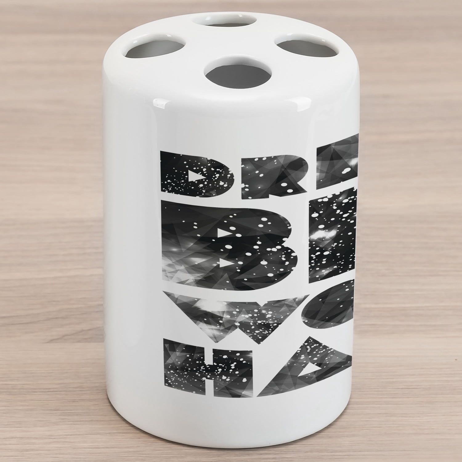 Word Toothbrush Rack Indie Ceramic Toothbrush Holder, Dream Big Work Hard Typography Design ...