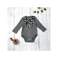 thumbnail image 2 of Sedceaty Baby Romper, Halloween Stripe Cartoon Patterns Lapel Long Sleeve Bodysuit for Girls Boys, 0-3 Years, 2 of 9
