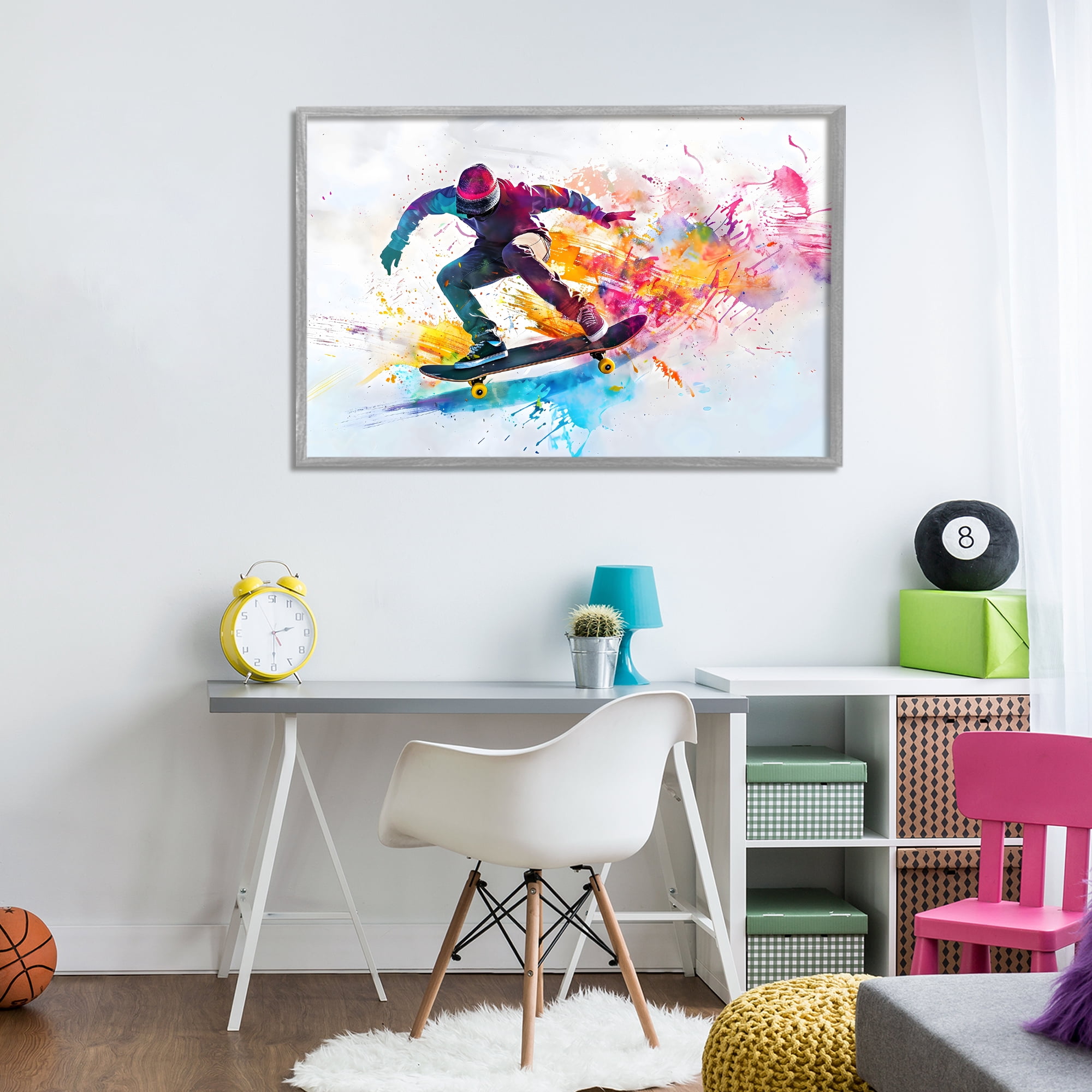 Stupell Industries Skateboarder in Motion Gray Framed Giclee Art, design by Creative Studio