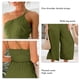 thumbnail image 4 of Mujeres un hombro Correas mameluco verano casual plisado sin mangas de cintura alta pierna ancha mono, 4 of 5