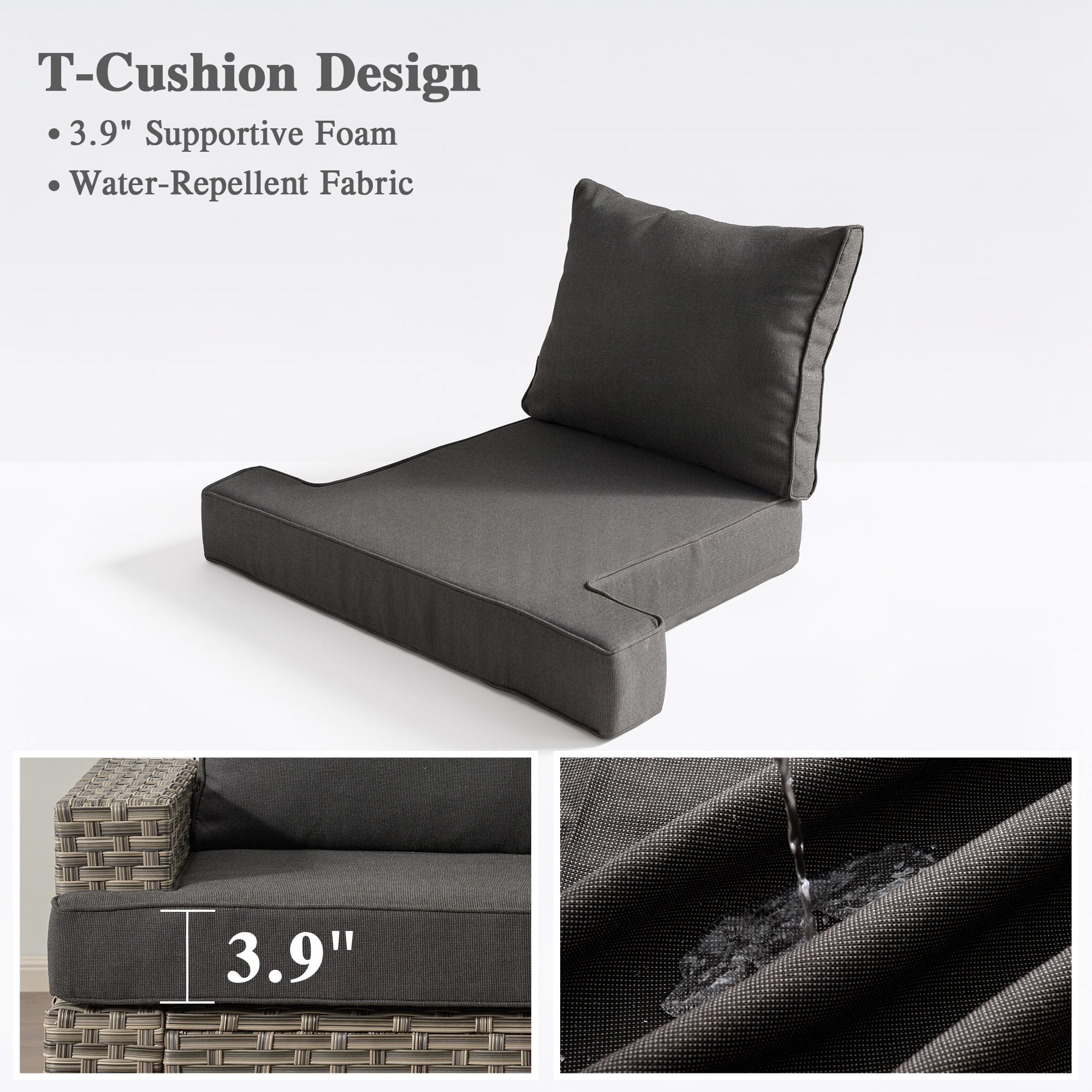Ovios 7 Pieces Outdoor Patio Furniture Set All-Weather Rattan Wicker Sectional Sofa and Chairs with Ottomans, Black