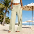 thumbnail image 4 of SAHFX Womens Wide Leg Linen Pants Drawstring Pants with Pockets Office Slacks Work Pants Boho Travel Pant Beach Outfits Summer Pants for Women Straight Leg Pants Lounge Trousers Comfortable Pants, 4 of 9