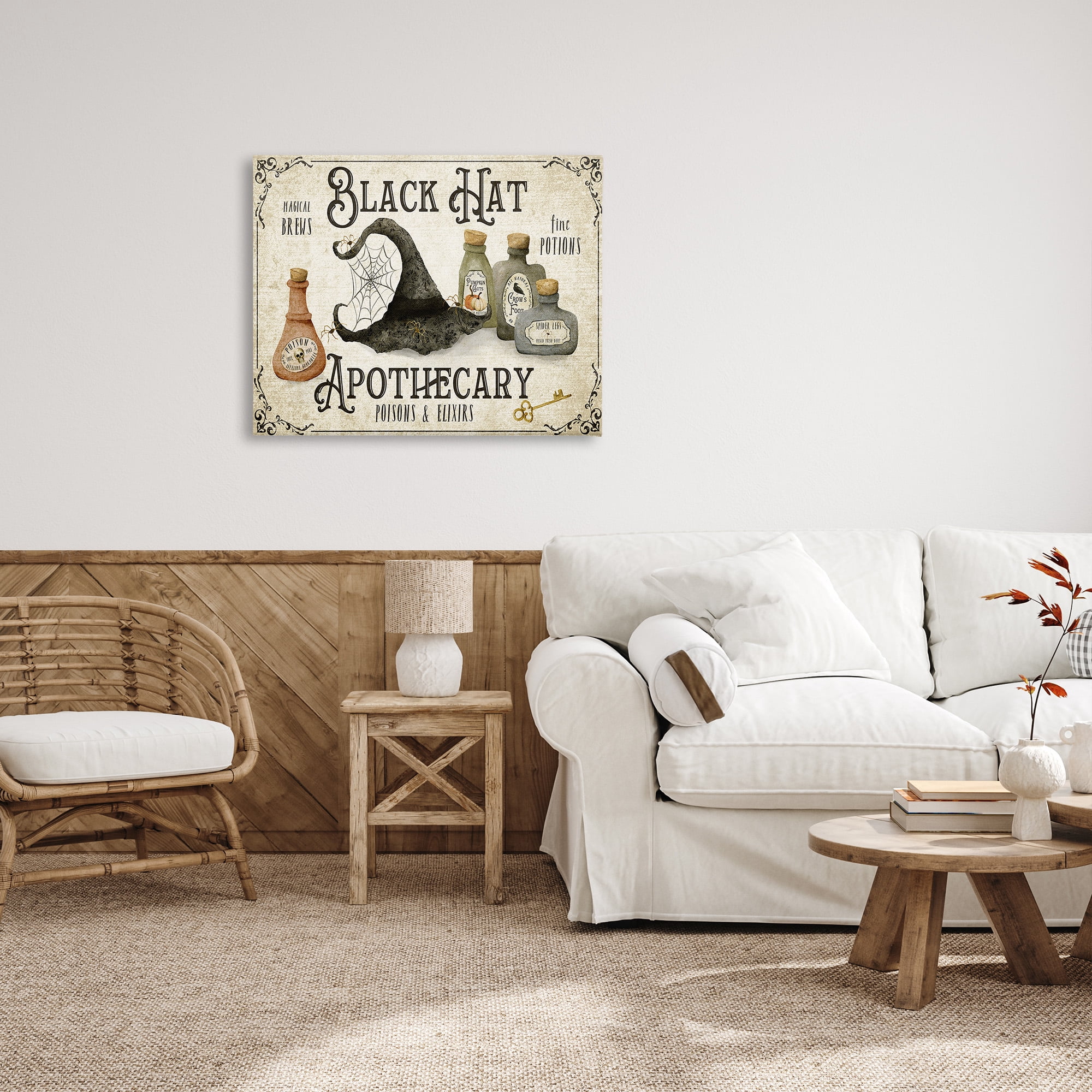 Stupell Industries Vintage Black Hat Apothecary Holiday Painting Gallery Wrapped Canvas Art Print Wall Art, 40 x 30