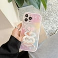 thumbnail image 5 of Compatible with iPhone 14 Pro Max Gradient Case Kickstand Love Heart Push Pull Stand Holder Wrist Strap Clear Cute Fashion Protection Shockproof Cover for Women Girls, 5 of 9