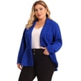 thumbnail image 1 of Blazer de talgrande pamujer con solacon muescas, dobladillo con volantes y péplum, paNavidad Azul brillante 4X, 1 of 5
