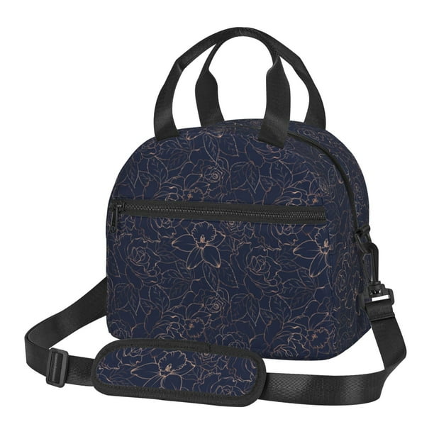 Disketp Copper-Gold Gloss Outline Navy Dark Blue Lonchera Térmica para Mujer y Hombre, Bolsa de Almuerzo Reutilizable e Impermeable para Trabajo, Viajes y Picnic