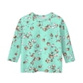 thumbnail image 4 of YOUYEDAIN 3/4 Sleeve Shirts for Kids Girls Size 3-4 Round Neck Tops Cute Teen Girls Clothes Lightweight Tshirt Cyan 3-4 Years, 4 of 4