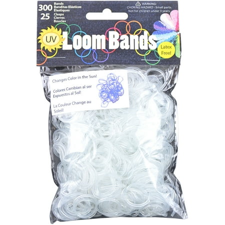 UV Loom Bands 300/Pkg W/25 Clasps-Blue