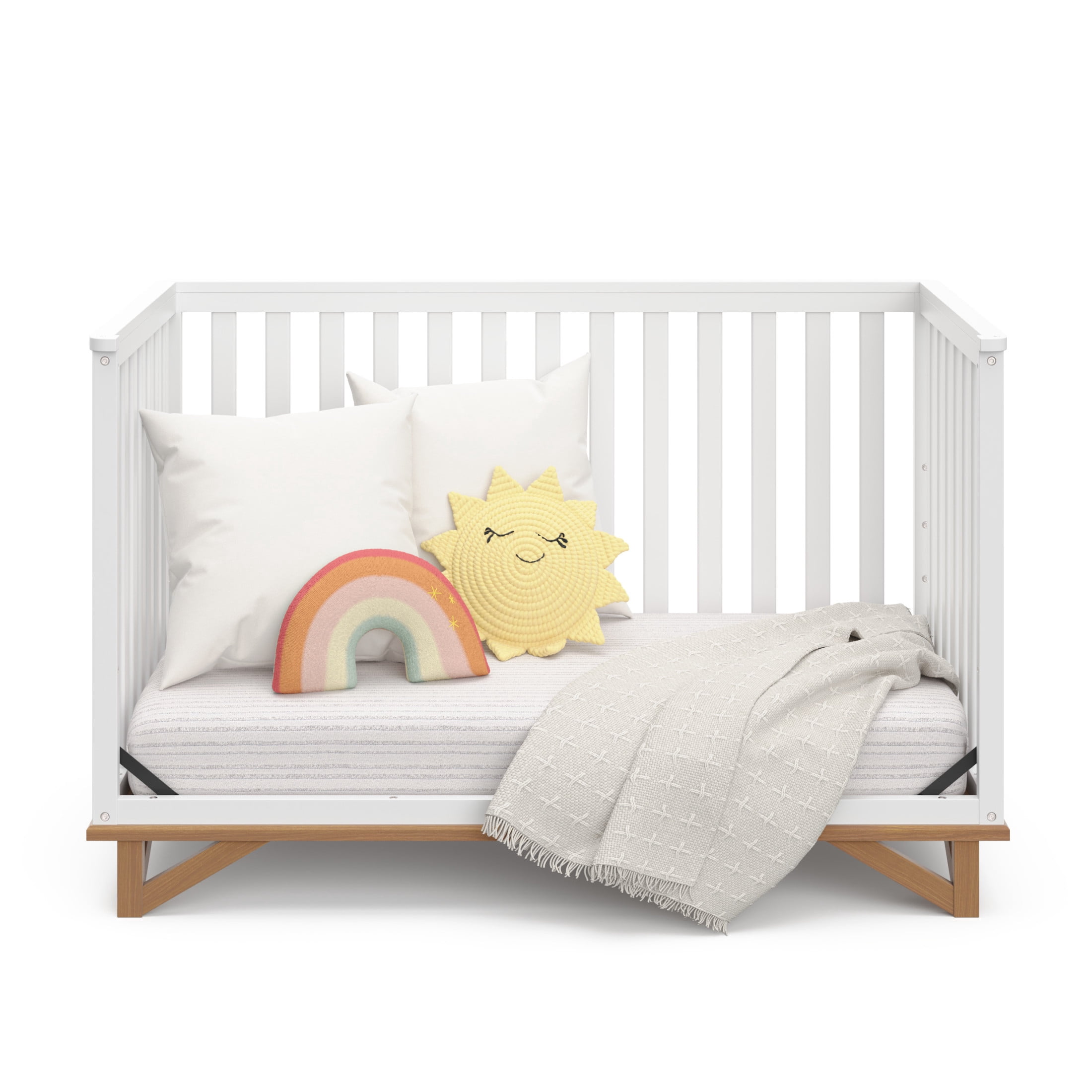 Storkcraft Santa Monica 5-in-1 Convertible Baby Crib - White and Vintage Driftwood