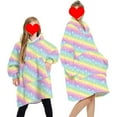 thumbnail image 1 of goowrom Family Cartoon Digital Printing Lamb Wool Warm Hooded Blanket, 1 of 10