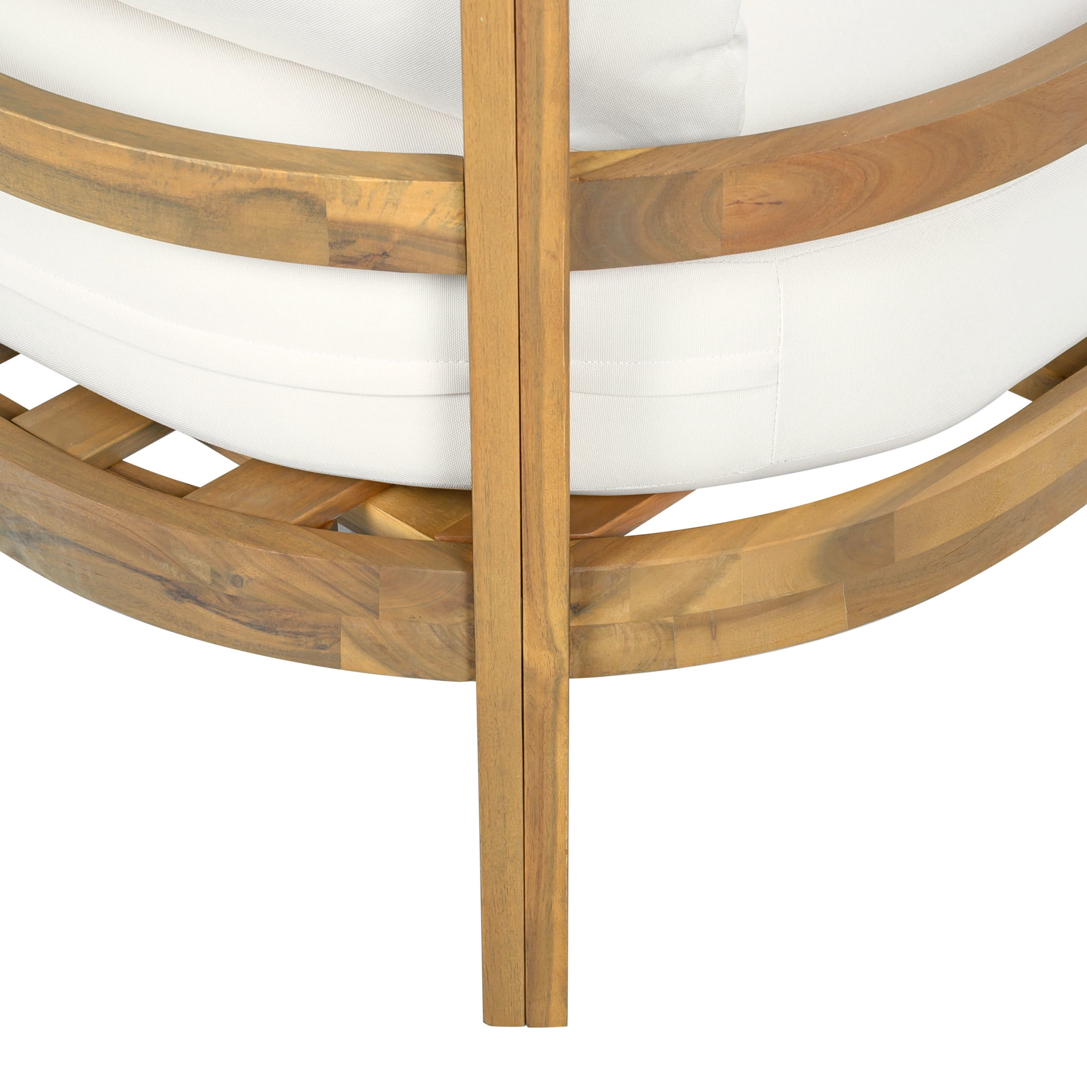 Christopher Knight Home 5-Seat Outdoor Wood Sectional Sofa with Table and Cushions, Light Brown+Beige