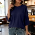 thumbnail image 6 of Tops for Women 3/4 Sleeve Round Neck Women Casual Solid Color Knitted Sweater Top, 6 of 7