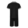 thumbnail image 4 of YUHAOTIN Gym Tshirts for Men Male Casual Striped Print Two Piece Suit Zipper Short Sleeve Top Blouse Suit Drawstring Pocket Short Set Men's T-Shirts White Large Mens Tshirt with Pocket Graphic, 4 of 5