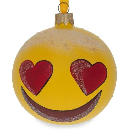 Christmas Song Emojis BestPysanky Heart Eyes In Love Emoji Glass Ball Christmas Ornament 3.25 Inches ()