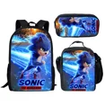 thumbnail image 4 of El conjunto de mochila transfronteriza de Sonic Anime para estudiantes de primaria incluye bolsa de almuerzo y estuche para lápices, material de nailon duradero, 4 of 5