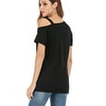 thumbnail image 4 of FALEXO Short Sleeve Cold Shoulder Tops Blouse Kink Tshirt Top, 4 of 6