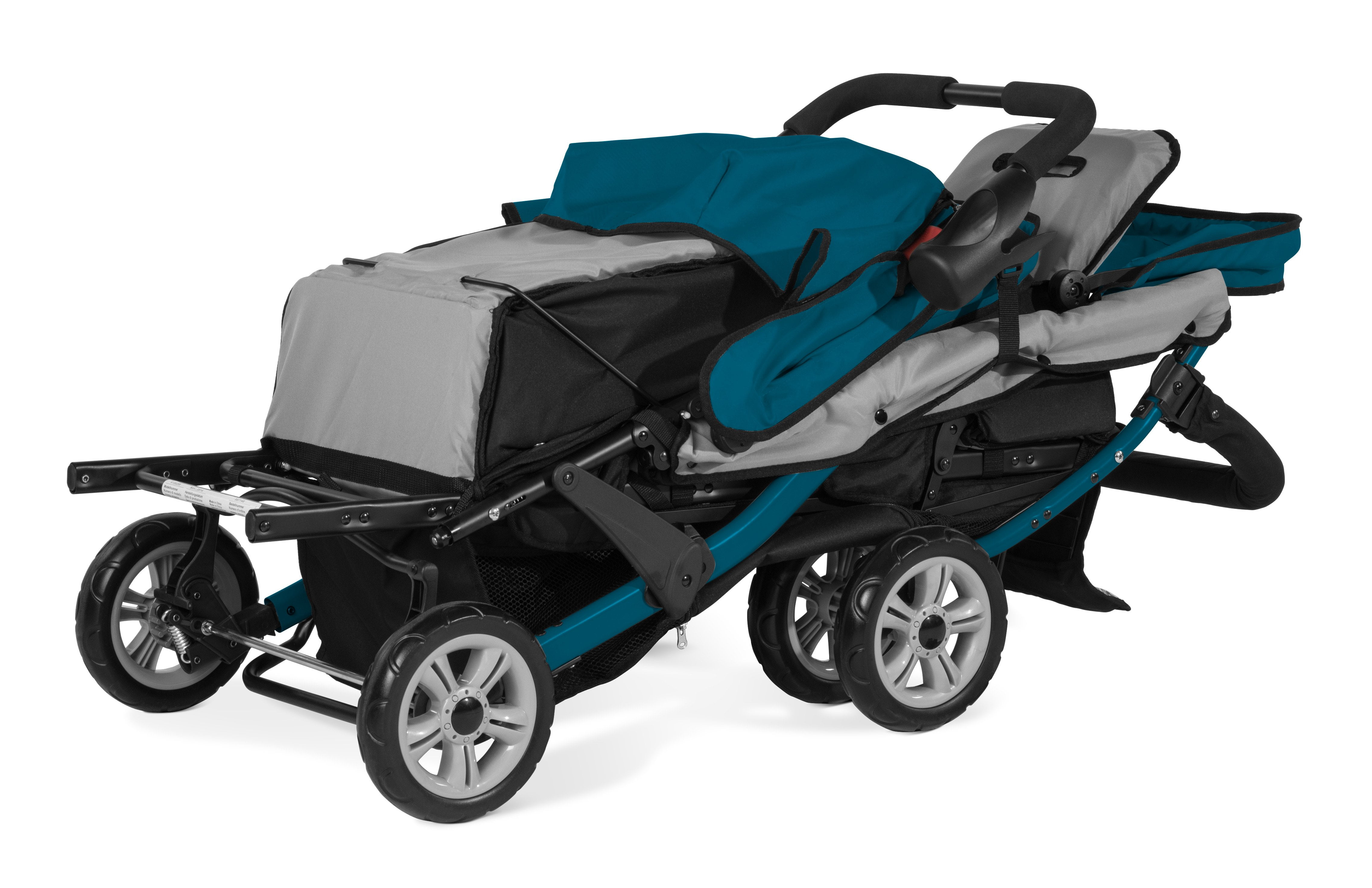 Familidoo H3E 3 Seat Baby Stroller - Double Canopy Triplet Stroller with  Reclining Seats - Daycare Strollers for 3 Kids - Safety Harness for Safe  and