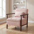 thumbnail image 2 of Leumius Storage Chair, Mid Century Modern Accent Chair with Solid Wood Frame, Upholstered Living Room Chairs with Waist Cushion, Reading Armchair for Bedroom Sunroom Light Pink, 2 of 9