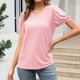 thumbnail image 4 of ICHUANYI Clearance Women Summer Color Split Joint Curl V Neck Temperament T-shirt(Pink, L) ICHUANYI WER2023081504369, 4 of 8