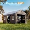 thumbnail image 6 of FOROUTIA 10x20ft Heavy-Duty Carport Canopy, Dark Gray Gable Roof PE Garage, All-Weather Shelter for Car/Truck/SUV/Outdoor Storage & Party, 6 of 7