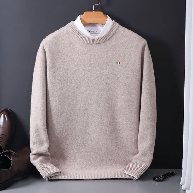 Suéter de lana para hombre, ropa de otoño e invierno, suéter de cachemira de visón, jersey de punto de grano de arroz de color sólido, talla grande, holgado, informal