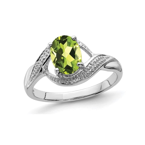 1.25 Carat (Ctw) Oval Peridot Ring in Sterling Silver
