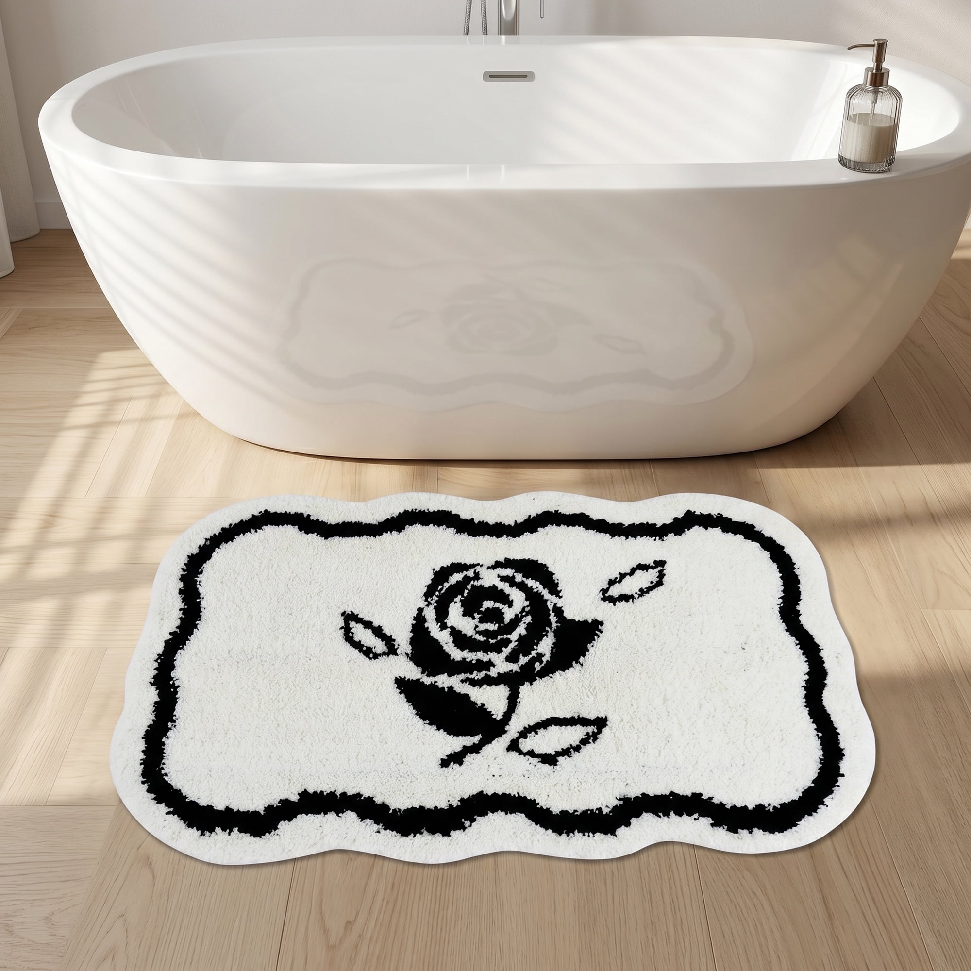Unique Bargains Boho Ultra Soft Absorbent Shaggy Non Slip Bath Mat White 32" x 20"