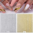 3D Shiny Nail Stickers Lines French Nail Sliders Glitter Gold Silver