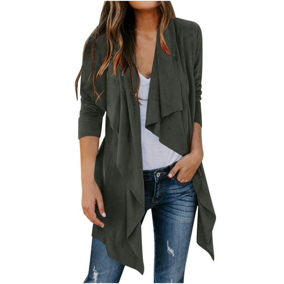 Women's Solid Suede Long Sleeved Lapel Jacket Fashion Imitation Deer Velvet Cardigan Collar Fashion Outerwear