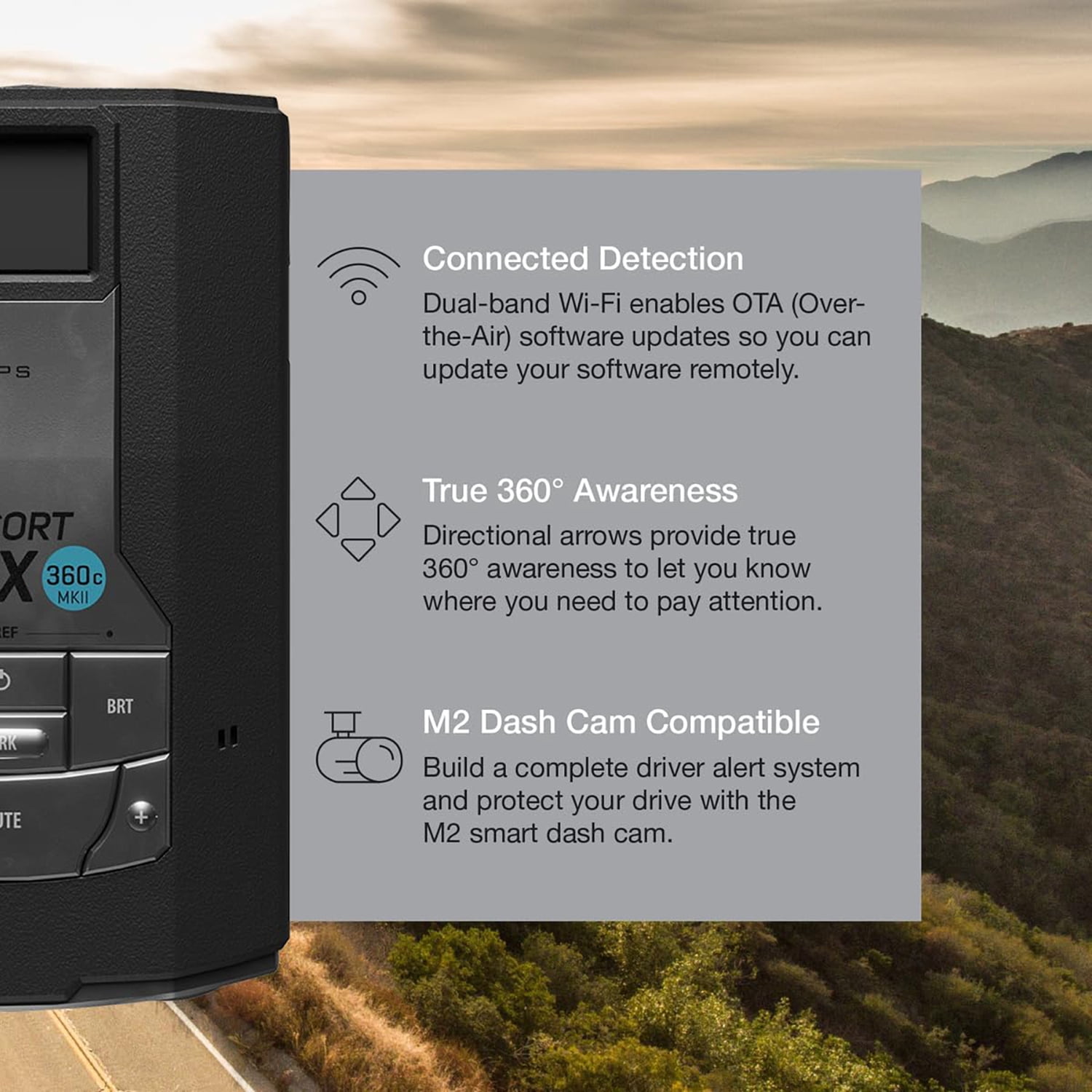 Escort MAX 360c MKII Radar Detector - Dual-Band Wi-Fi, Bluetooth, Exceptional Range, Apple CarPlay® Android Auto®