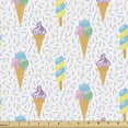 thumbnail image 1 of Ice Cream Fabric by the Yard, Summer Ice Dessert Art Pattern with Waffle Cones and Sundae Dairy Refreshment, Upholstery Fabric for Dining Chairs Home Decor Accents, 10 Yards, Multicolor by Ambesonne, 1 of 4