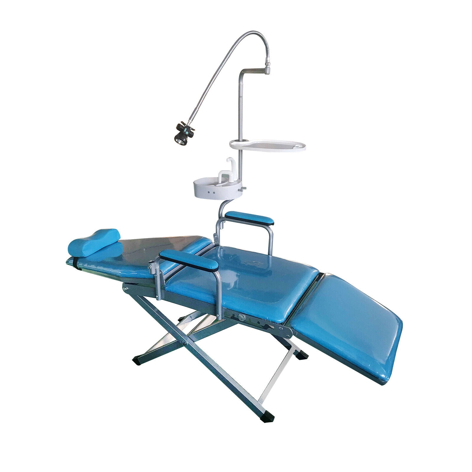 Portable Dental Folding Chair Unit LED Light Headrest Basin Tray Mobile Equip