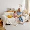 thumbnail image 6 of CJC Couch Cover for Pets, Sofa Slipcover for 2 Cushion Couch Sectional L Shape Sofa Cover, Dog & Kids Protective Throw Cover (Beige, 71" x 118"), 6 of 12