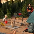 thumbnail image 2 of HOMYLIN Mesa Plegable Portátil para Picnic, Estructura de Metal Negro, con Portavasos, Portátil Resistente al Agua y al óxido para Camping y Exterior, odoterreno, Deportes al Aire Libre, 2 of 6
