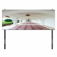 thumbnail image 3 of Travel Headboard, Dome Arched Colonnade Hallway at Sambata De Sus Monastery in Transylvania Romania, Upholstered Decorative Metal Bed Headboard with Memory Foam, Full Size, White Green, by Ambesonne, 3 of 4