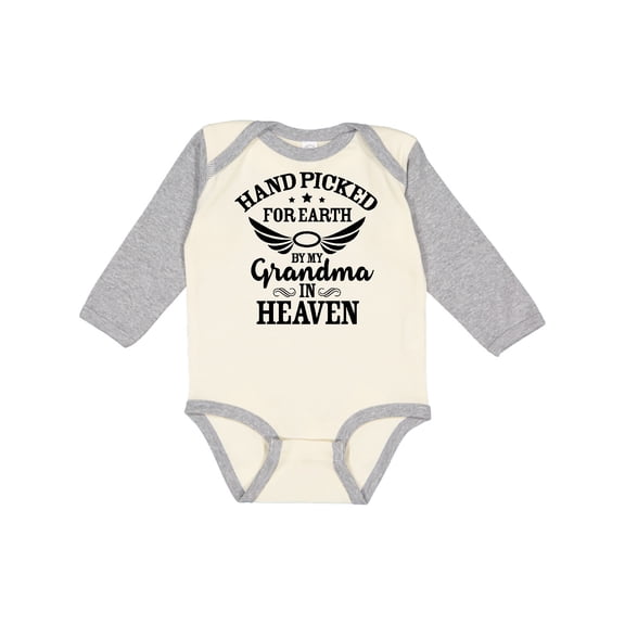 Inktastic Handpicked for Earth by My Grandma in Heaven Angel Wings Boys or Girls Long Sleeve Baby Bodysuit
