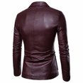 thumbnail image 7 of Hulanddfd Men Blazer Long Sleeve Lapel Collar Button Down Faux Leather Loose Fit Casual Outwear Lightweight Comfortable Everyday Wear, 7 of 7