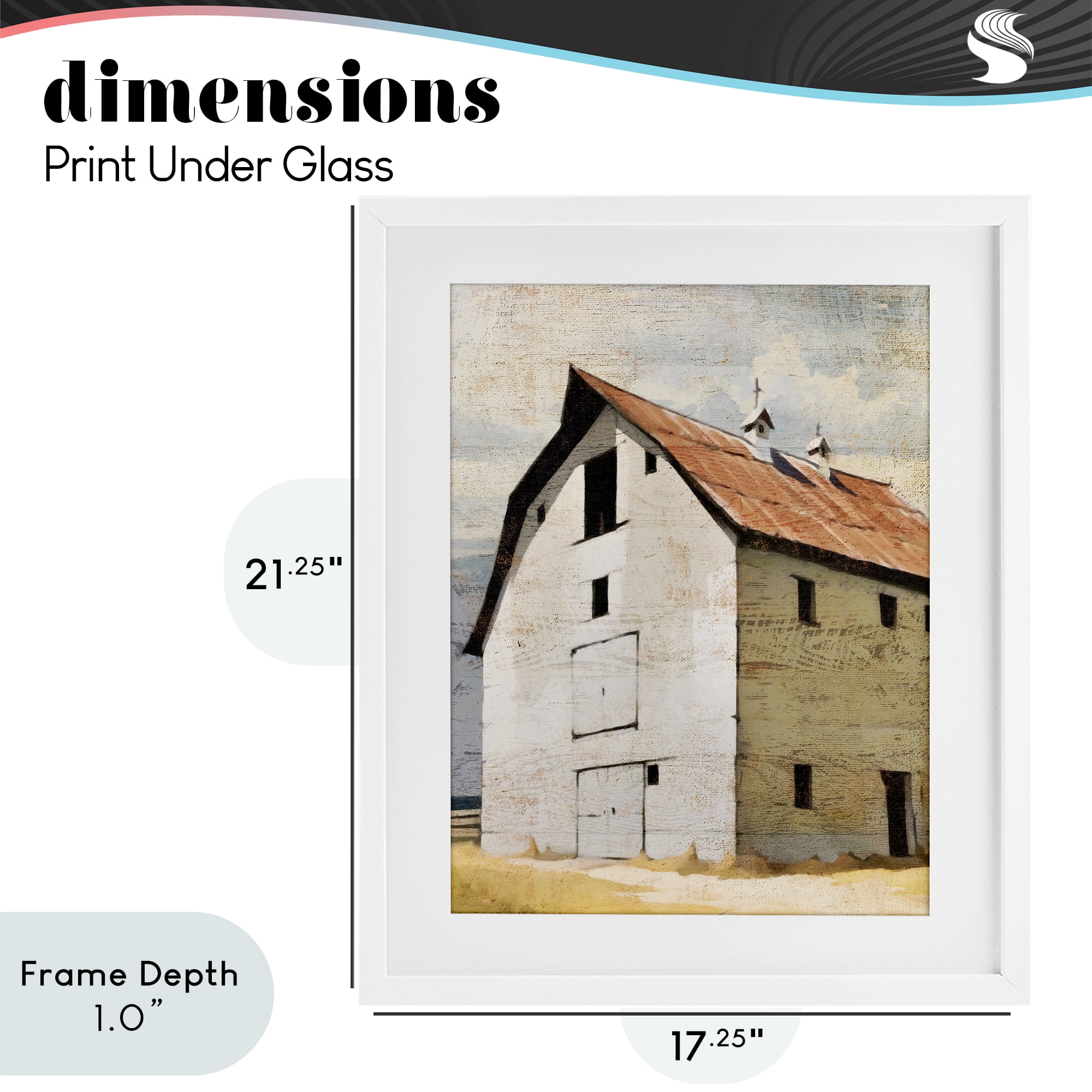 Stupell Industries Rustic Big Barn Red White Framed Print Under Glass, design by Susan Jill