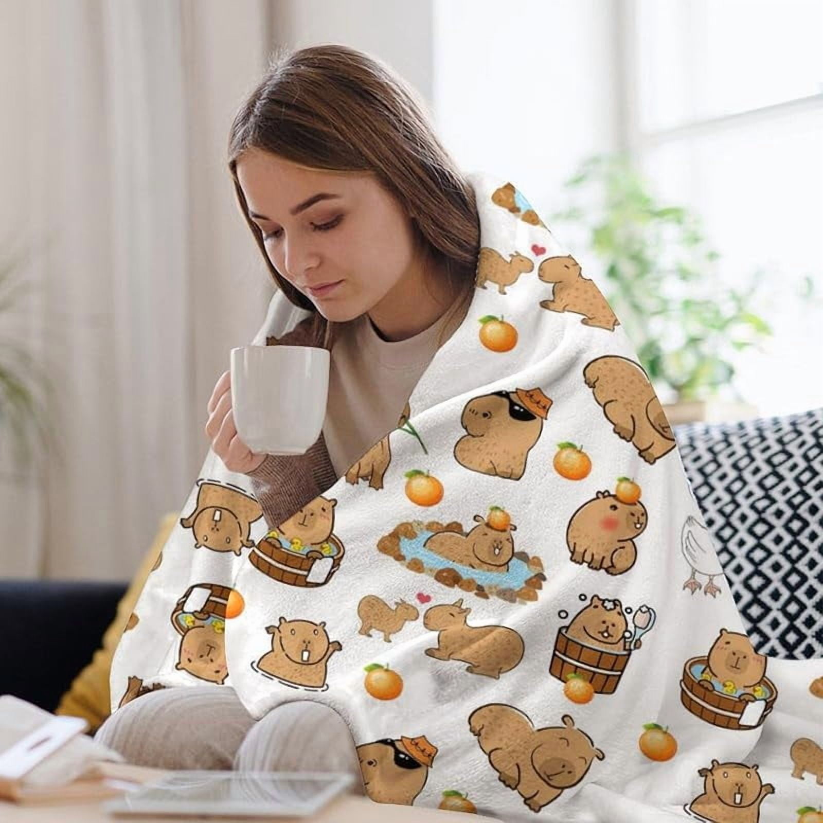 Capybara Blanket - 40"x30" Cute Plush Throw Blanket for Girls & Boys Kids - Sofa, Bedroom, Travel Gift